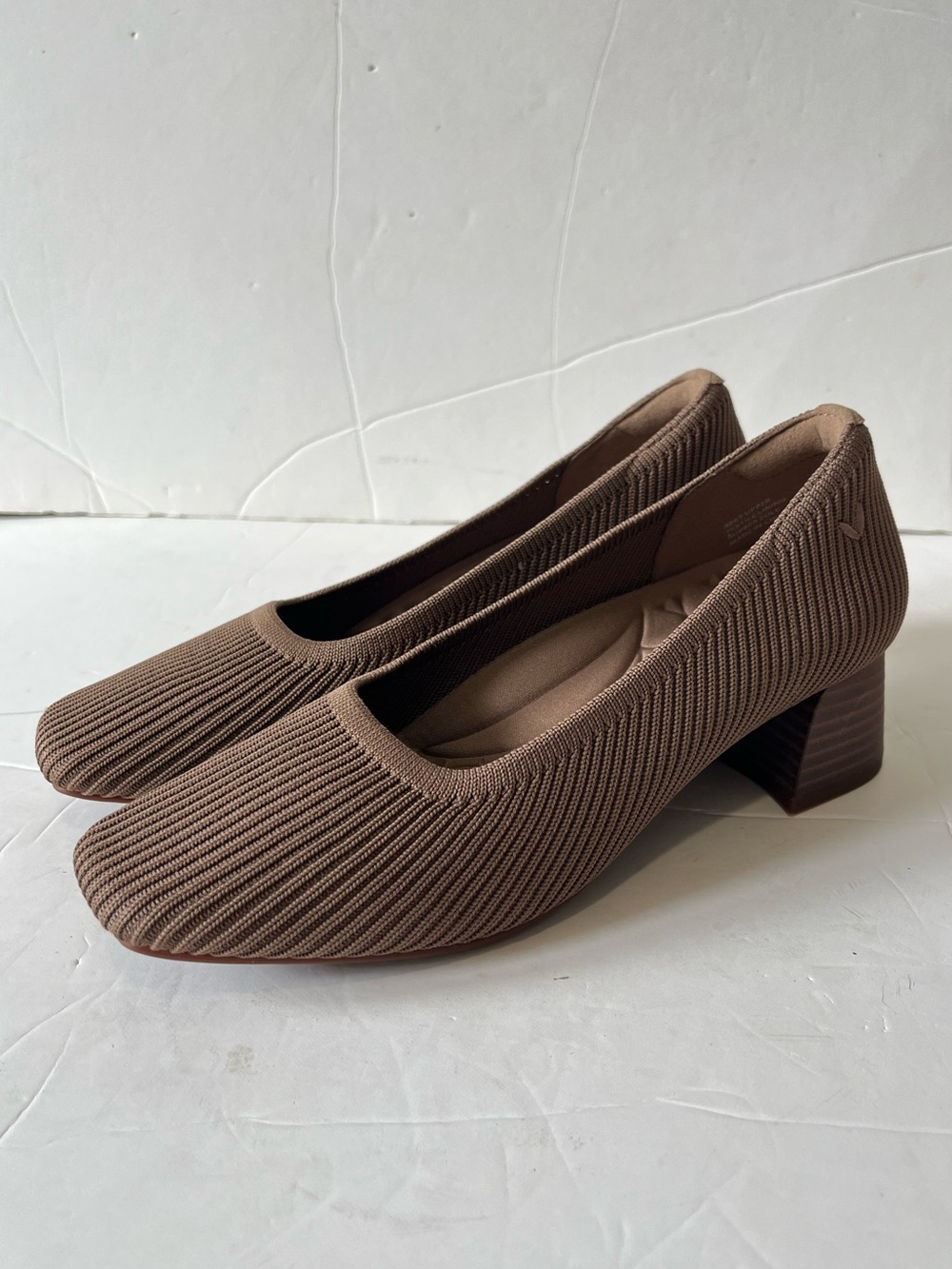 Vivaia Melody pro espresso knit square-Toe Chunky Heels size 35.5 / US 5.5
